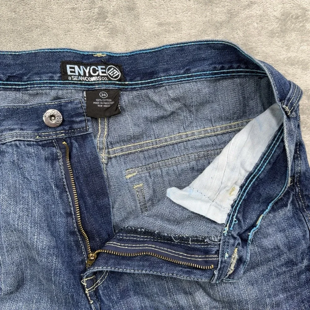 Vintage Enyce Denim Shorts Baggy Loose Fit Men 34 y2k Distressed Hip Hop